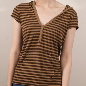 Babydoll Short Sleeve Hoodie Top - Size S